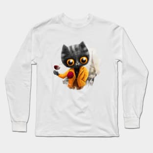 Black cat in yellow jacket Long Sleeve T-Shirt